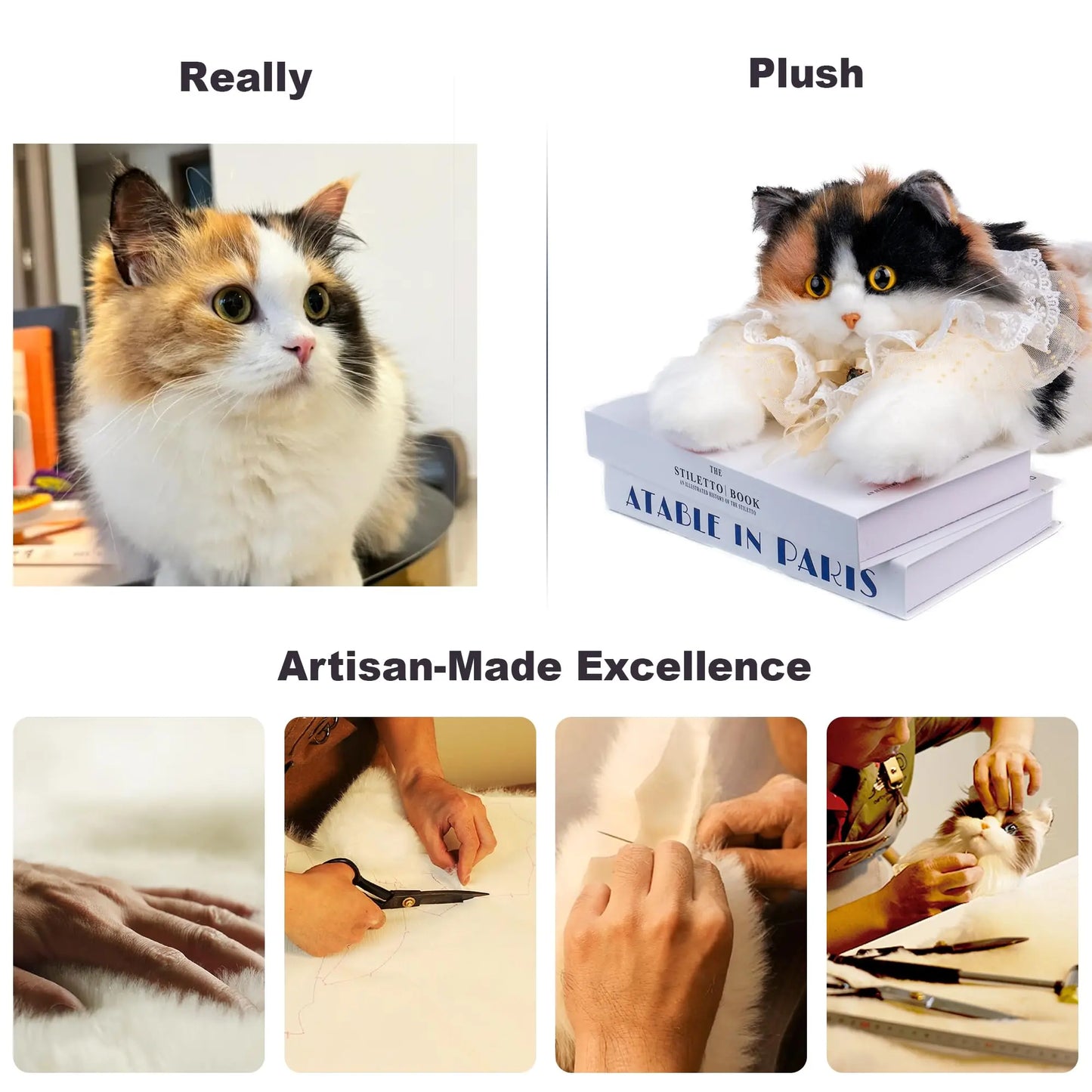 Cat Shaped Backpack - Handcrafted Stuffed Animals Plush Bag with Adjustable Shoulder, Crossbody, and Handbag Straps (Dark Calico Backpack)