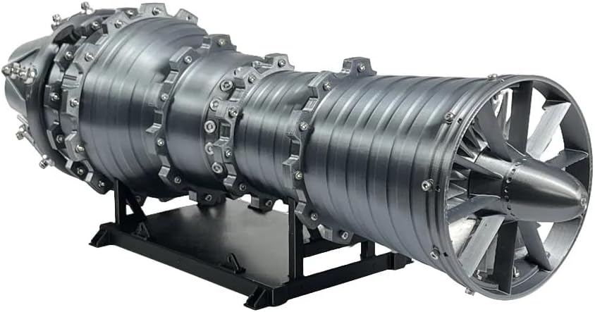 Fighter Jet Toy, GE-J79 Turbojet Engine Model Kit 1:24 Scale – Fighter Jet Engine Replica with LED Lights, Variable Speed Fan, USB Rechargeable, 3D Printed PLA for Display & Collection, High Performance Power Turbine Cool Boutique Toy Gift