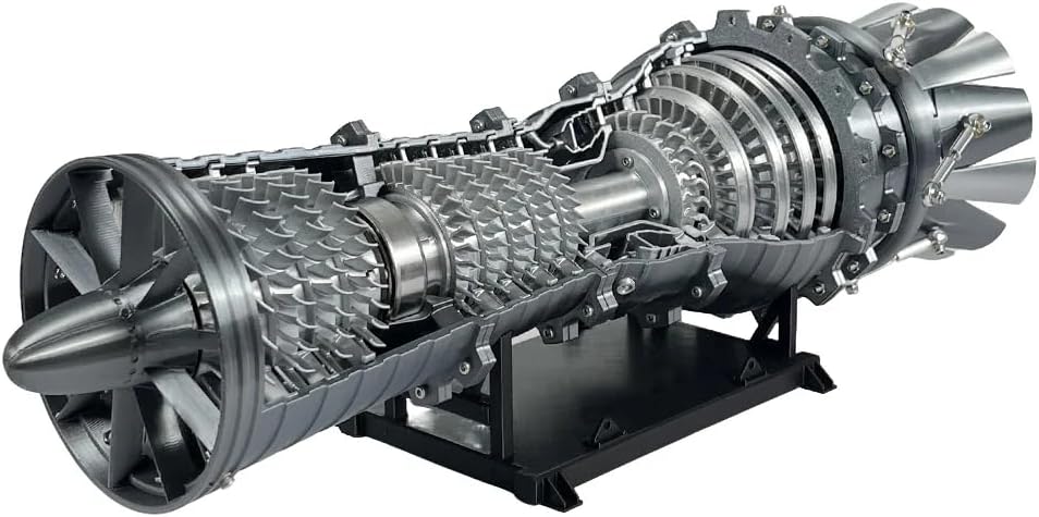 Fighter Jet Toy, GE-J79 Turbojet Engine Model Kit 1:24 Scale – Fighter Jet Engine Replica with LED Lights, Variable Speed Fan, USB Rechargeable, 3D Printed PLA for Display & Collection, High Performance Power Turbine Cool Boutique Toy Gift