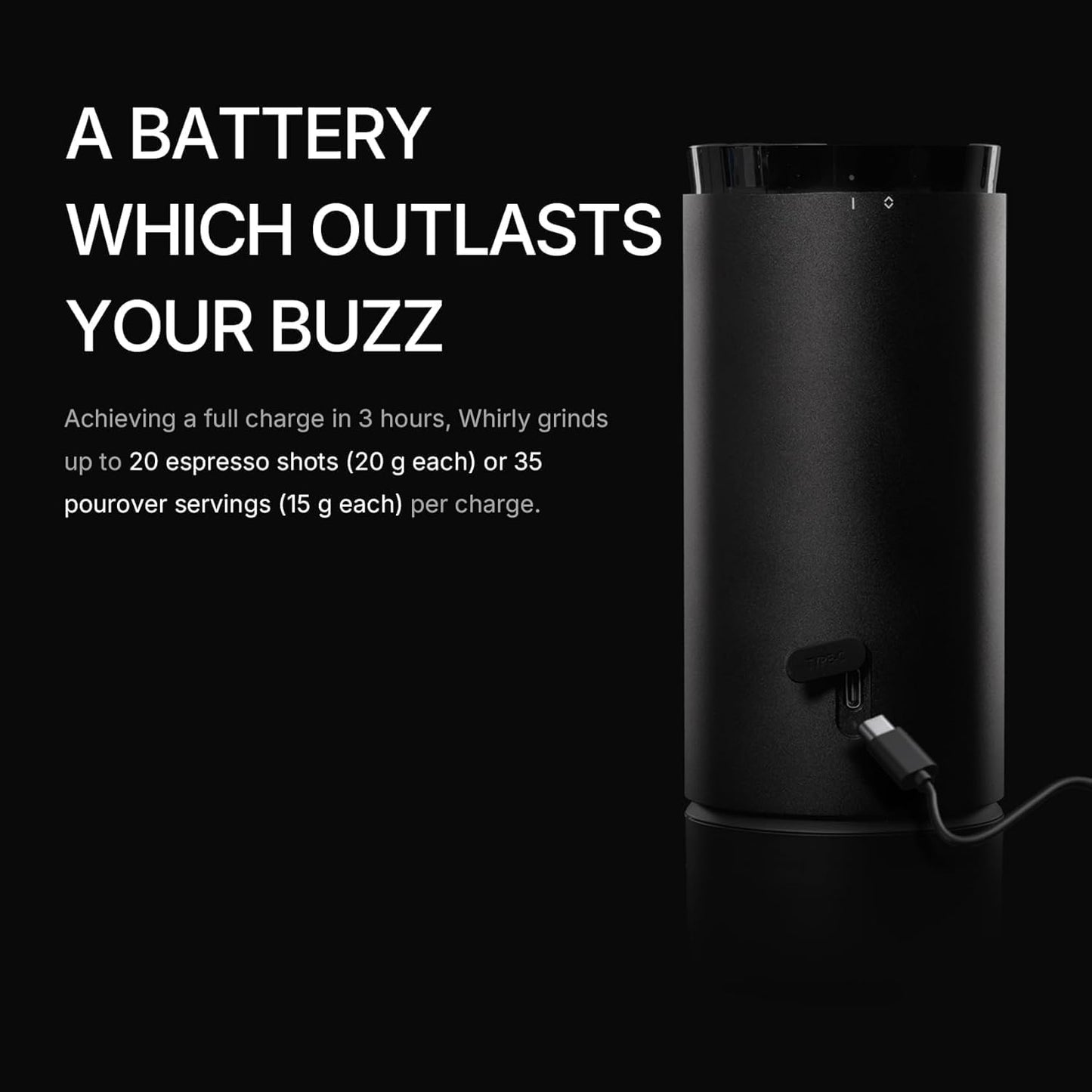 Burr Coffee Grinder, Portable Electric Grinder with Metal Body, 30 Precise Settings for Espresso to French Press, Low Noise Design, Auto Stop & Clog Protection for Home & Outdoor Use (Black)