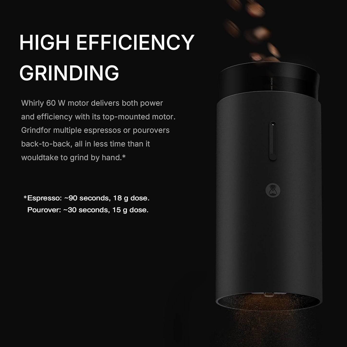 Burr Coffee Grinder, Portable Electric Grinder with Metal Body, 30 Precise Settings for Espresso to French Press, Low Noise Design, Auto Stop & Clog Protection for Home & Outdoor Use (Black)
