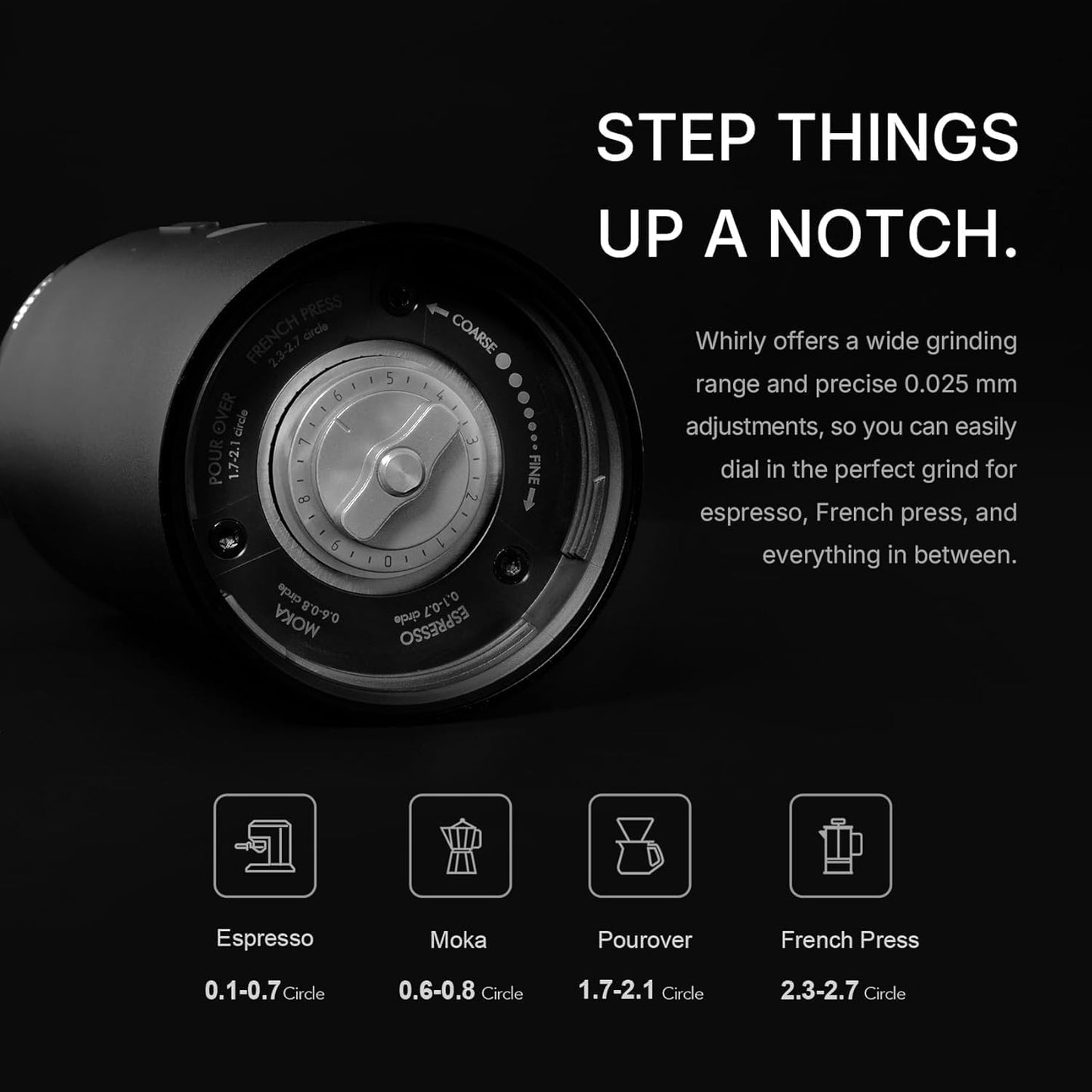 Burr Coffee Grinder, Portable Electric Grinder with Metal Body, 30 Precise Settings for Espresso to French Press, Low Noise Design, Auto Stop & Clog Protection for Home & Outdoor Use (Black)