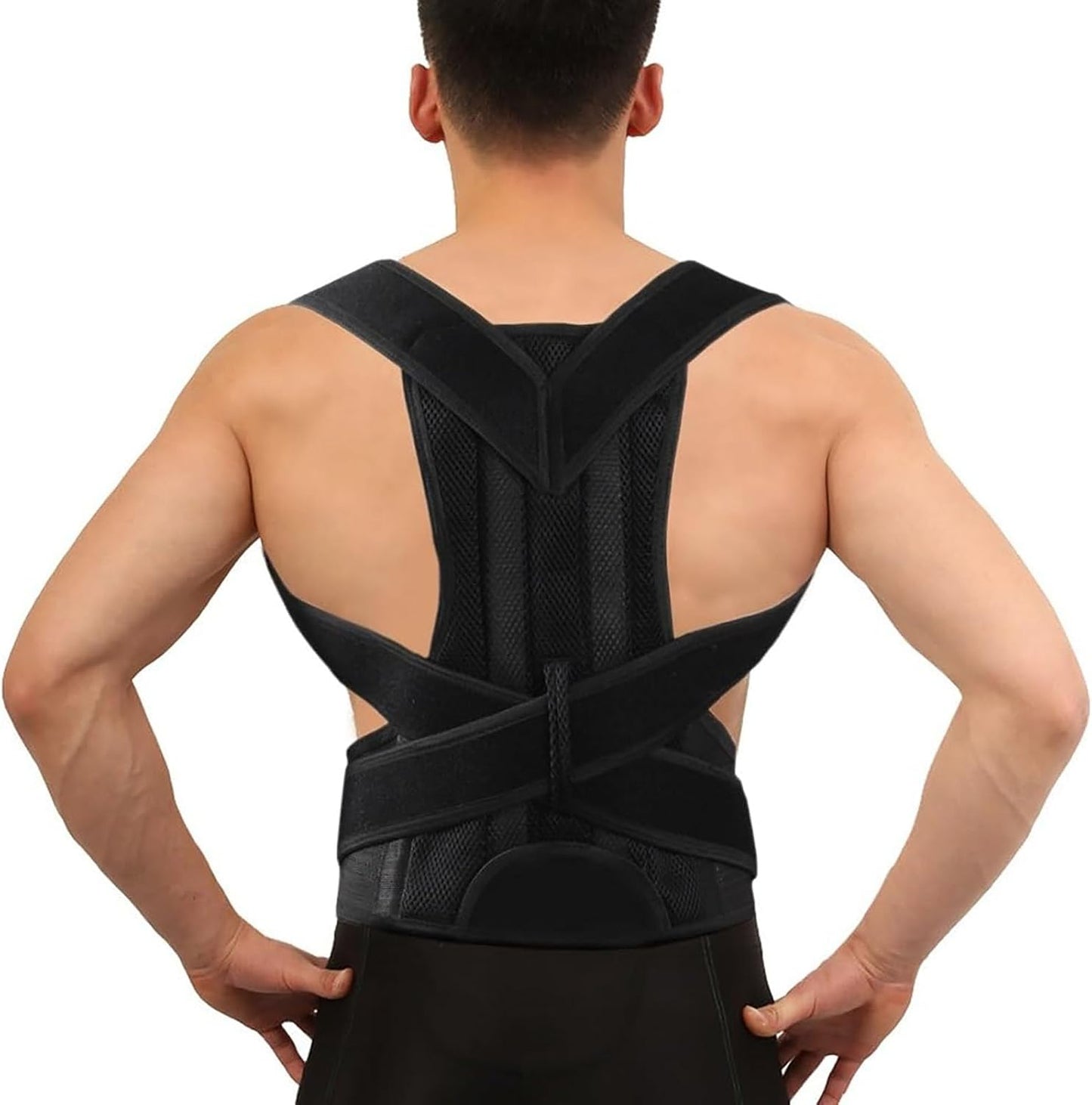 Adult Shoulder Posture Corrector Scoliosis Back Brace for Men and Women, Full Back Support Belt Adjustable Neck Support Improve Back Posture and Prevent Hunchback (Black S)