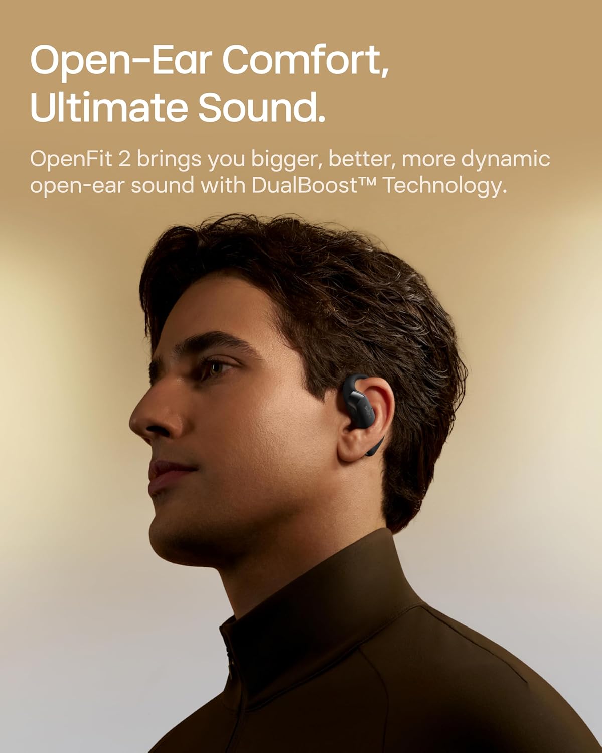 OpenFit 2 T920 Open-Ear Headphones, True Wireless Bluetooth Earphones with Microphone, Earhook, Earbuds with 48 Hours of Playtime, Fast Charging,IP55 Water-Resistant, with Carrying Bag,Black,Bluetooth5.4