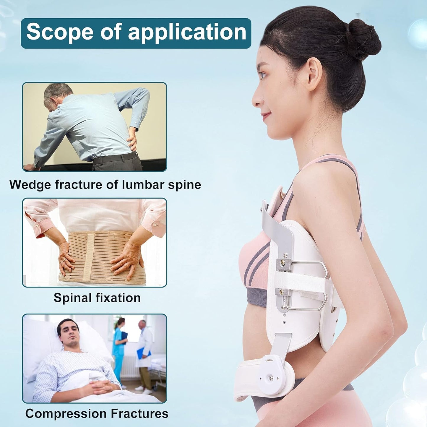 Hyperextension Back Brace Orthotics Jewett Brace for Thoracic & Lumbar Spine Flexion, Spine Compression Fractures LSO L0472 (Medium)