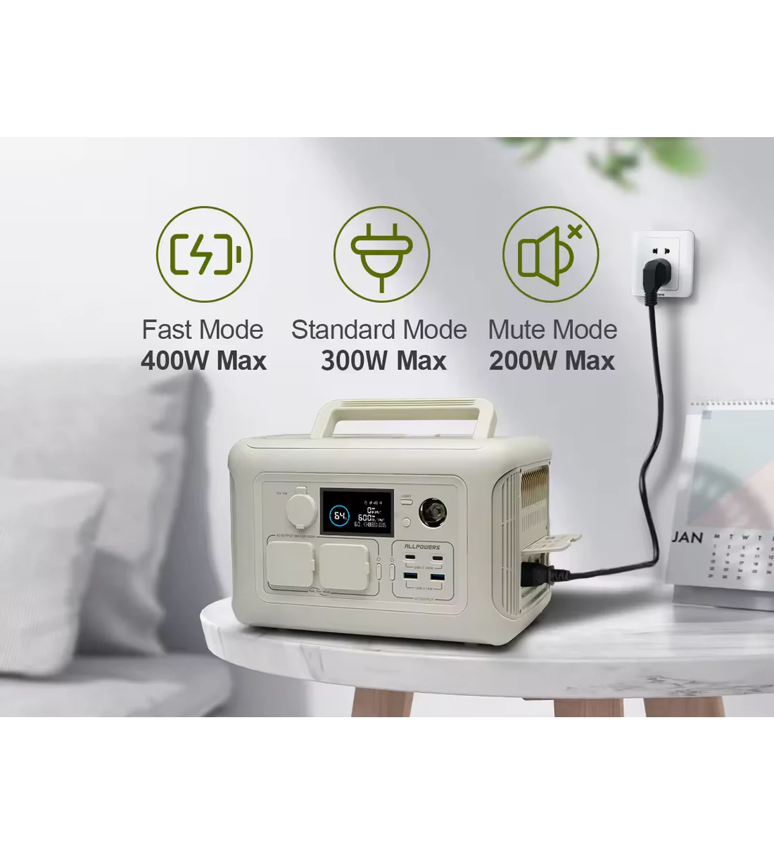 ALLPOWERS R600 Portable Generator 600W 299Wh Powerstation, AC Outlets LiFePO4 Battery