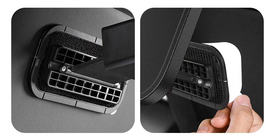 Car Back seat Headrest Desk Vehicle Tray Table, Foldable Laptop Stand with 360° Magnetic Phone Holder, Glass Holder, Adjustable Height, Black