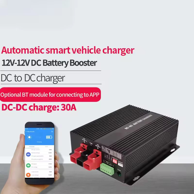 12V 30A DC to DC Smart Charger Lithium Battery with Booster Bluetooth App Control Fully Automatic with Temperature Protection