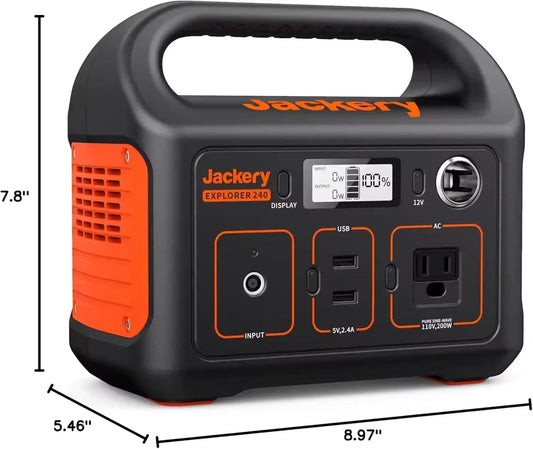 JACKERY Portable Power Station Explorer 240–240Wh Lithium Battery Solar Generator for Outdoor Camping & Emergency Backup Power