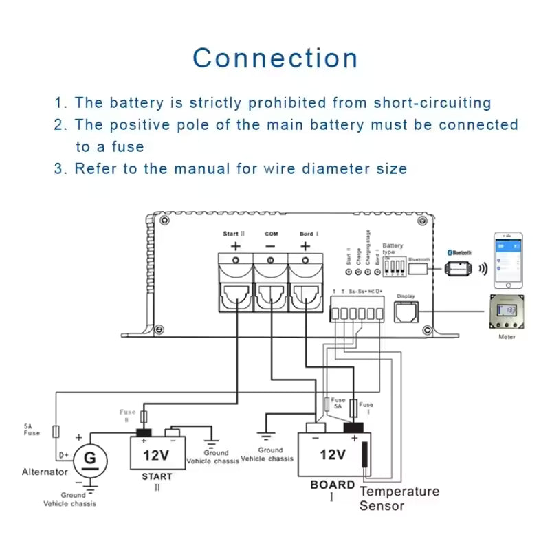 12V 30A DC to DC Smart Charger Lithium Battery with Booster Bluetooth App Control Fully Automatic with Temperature Protection