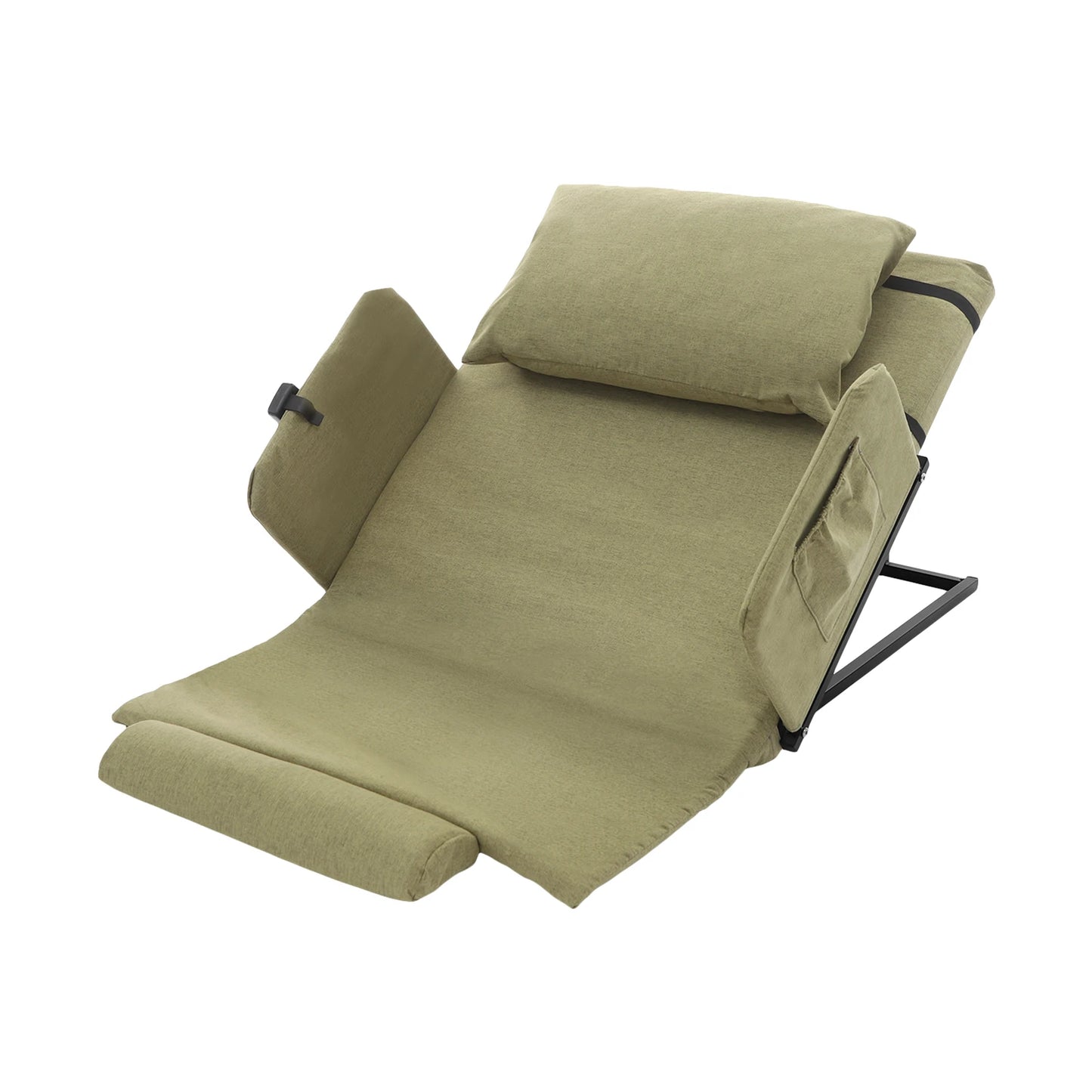 Electric Adjustable Bed Backrest with Side Handrails – 2–80° Sit-Up Backrest Chair, Remote Control, Washable Cushion & Headrest, Heavy-Duty Carbon-Steel Frame, 440 lbs Support – Green