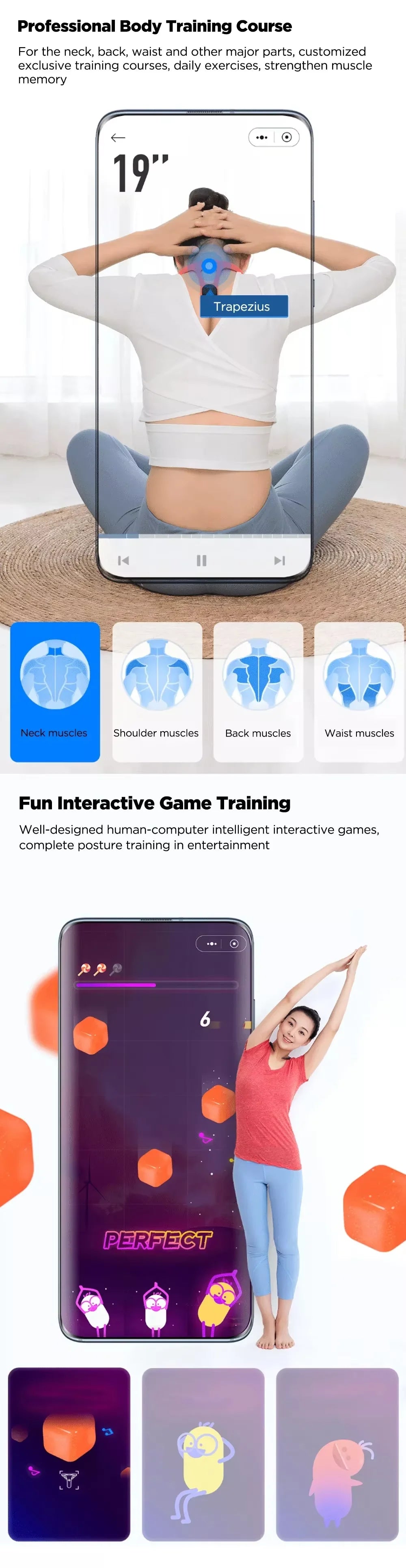 Smart Posture Trainer & Corrector, Control with App, Check Posture in Real Time, Strapless, Boost Health & Temperament (Red)