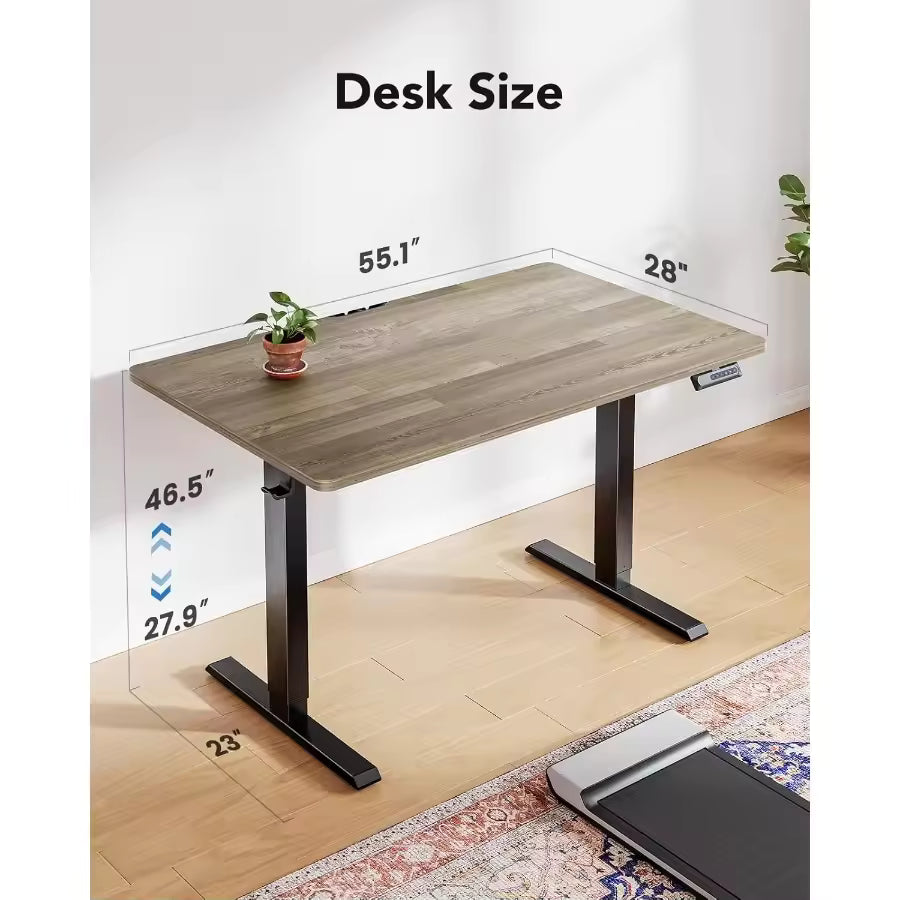 Electric Standing Desk with Adjustable Height 55 x 28, 4 Memory Settings for Home Office Workstation
