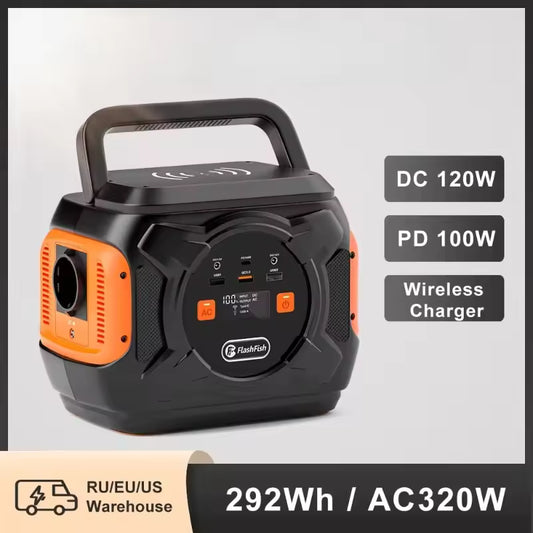 Flashfish A301-230V Portable Power Station 320W, 292Wh Solar Generator 100W PD Battery AC Electric Power Bank