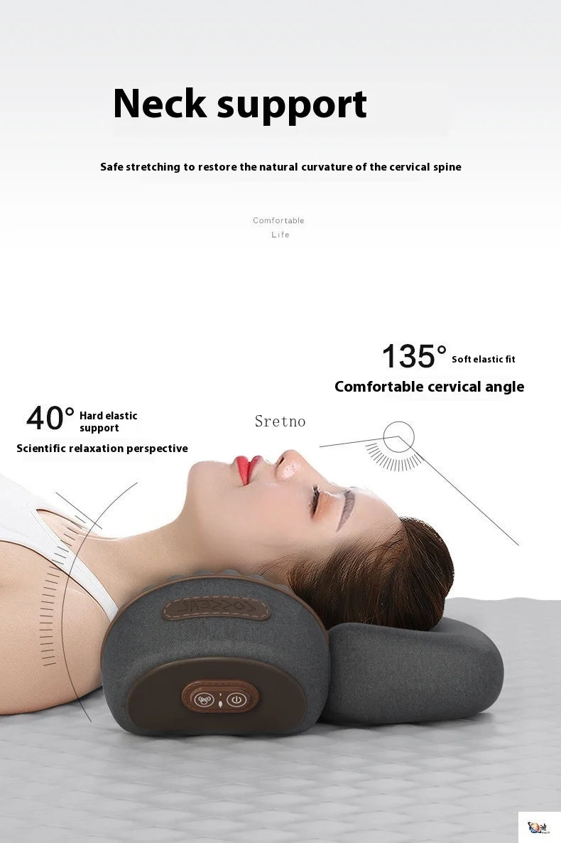 Neck Protection Pillow, Neck Sleep Special Massage, Non Traction, Hot Compress, Repair, Cylindrical Pillows for Peaceful Sleeping (Dark Gray)