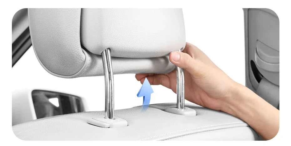 Car Back seat Headrest Desk Vehicle Tray Table, Foldable Laptop Stand with 360° Magnetic Phone Holder, Glass Holder, Adjustable Height, Black