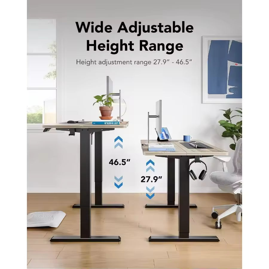Electric Standing Desk with Adjustable Height 55 x 28, 4 Memory Settings for Home Office Workstation