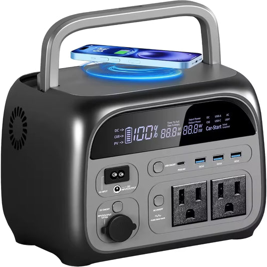 Portable Power Station 500W,481Wh LiFePO4 Battery, Solar Generator with AC QC3.0 USB-C Output