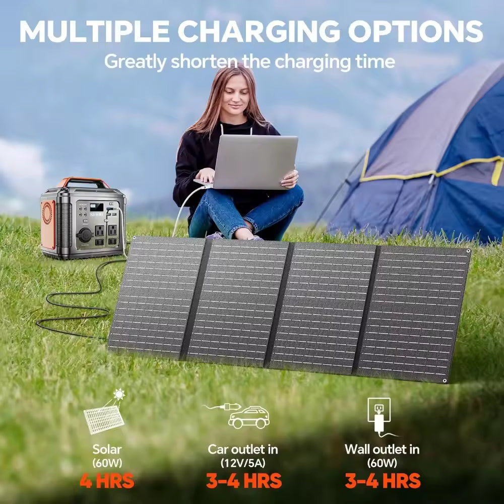 300W Portable Power Station, 296Wh Solar Generator 110V AC Outlets/DC Ports & LED Flashlight, Backup for Home Outdoor/Camping