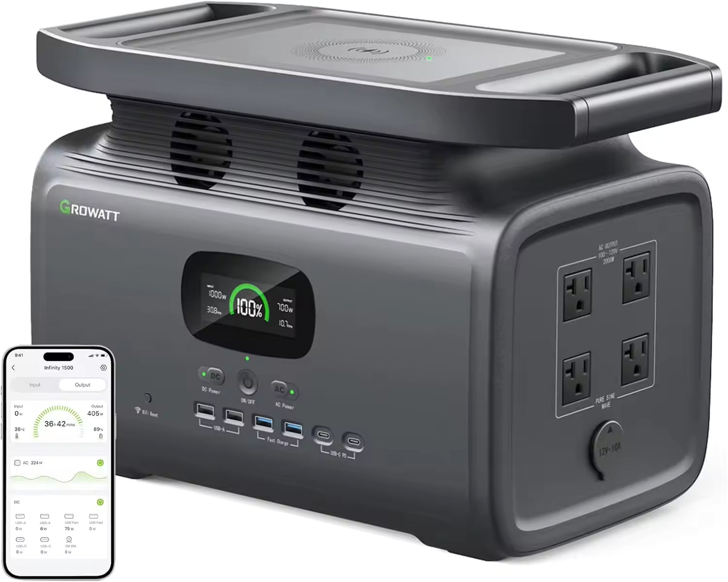 Portable Power Station INFINITY 1500, 4 x 110V/2000W Solar Generator, 1512Wh Large Capacity, AC Outlets (4000W Peak) Emergency Power Backup