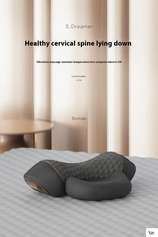 Neck Protection Pillow, Neck Sleep Special Massage, Non Traction, Hot Compress, Repair, Cylindrical Pillows for Peaceful Sleeping (Dark Gray)