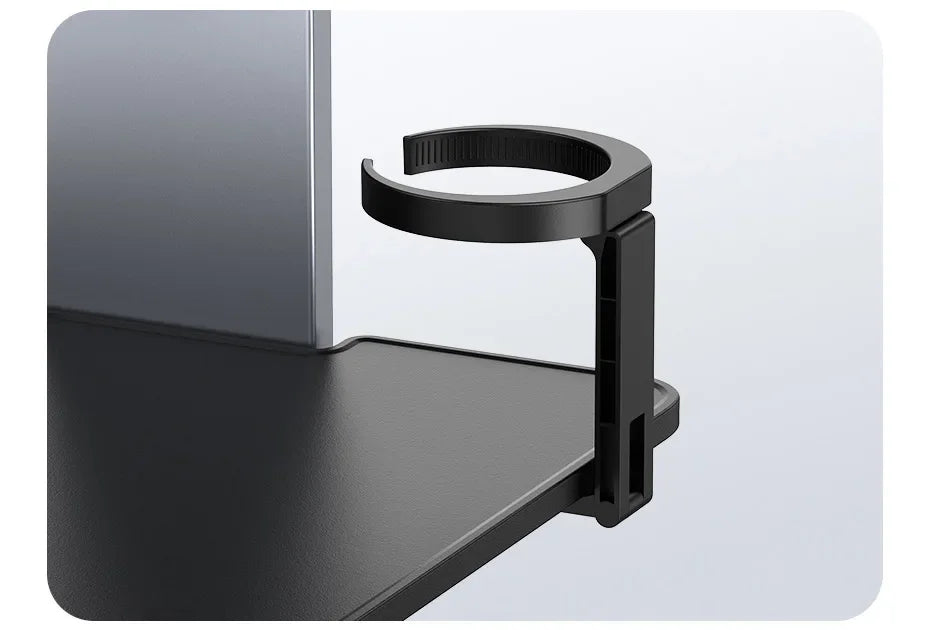 Car Back seat Headrest Desk Vehicle Tray Table, Foldable Laptop Stand with 360° Magnetic Phone Holder, Glass Holder, Adjustable Height, Black