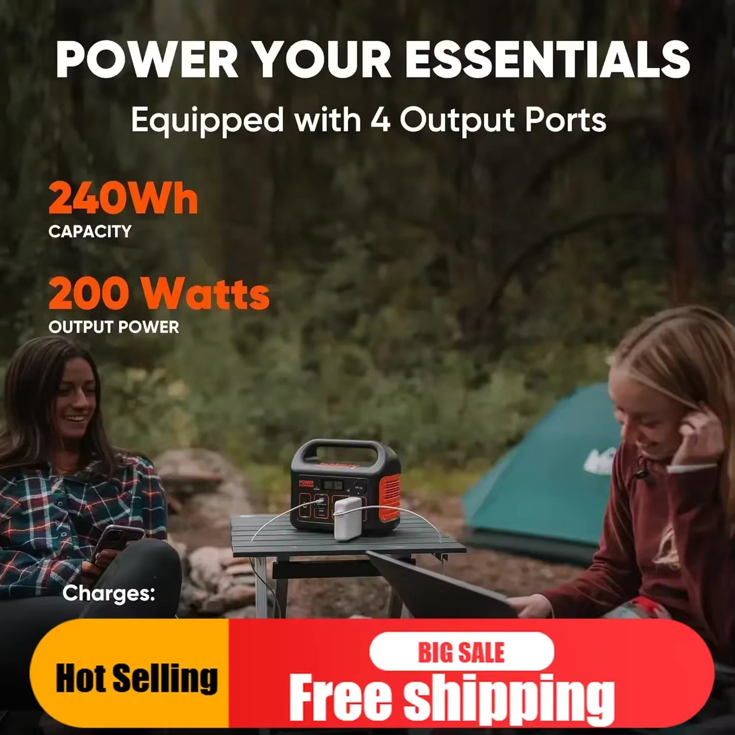 JACKERY Portable Power Station Explorer 240–240Wh Lithium Battery Solar Generator for Outdoor Camping & Emergency Backup Power