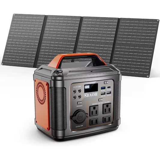 300W Portable Power Station, 296Wh Solar Generator 110V AC Outlets/DC Ports & LED Flashlight, Backup for Home Outdoor/Camping
