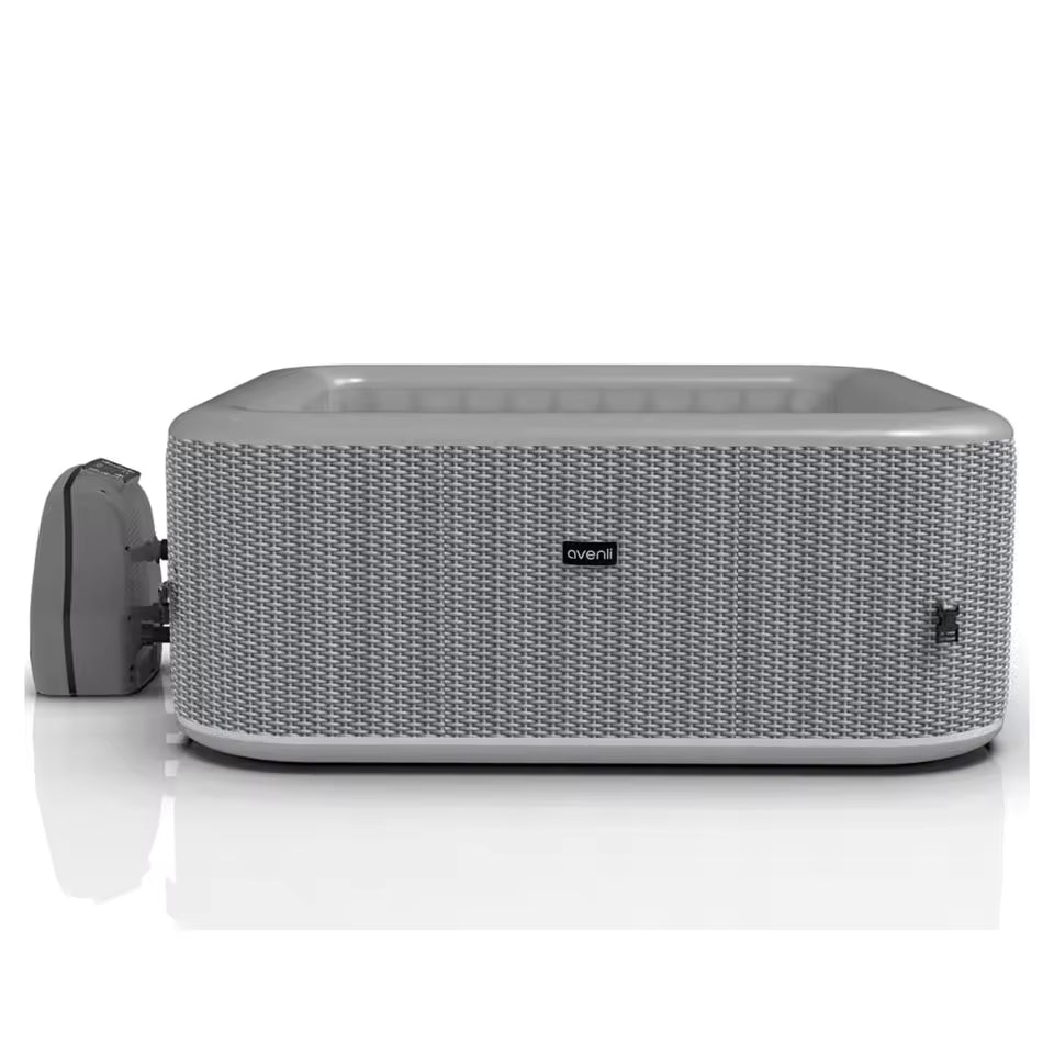 Portable Outdoor Hot Tub - 4 Person Inflatable Square Spa with LED Display